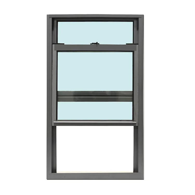 Finestra scorrevole verticale a doppia anta in alluminio per casa americana con Design Grill