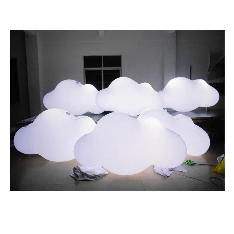 Kunden spezifische Werbung Large Hanging Decor Decke Luftballon wolke mit LED-Lichtern aufblasbaren hängenden weißen Wolken ballon