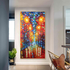 鮮やかな木カラフルな抽象的な風景画通りを歩くカラフルなアートワーク - Product Image 2