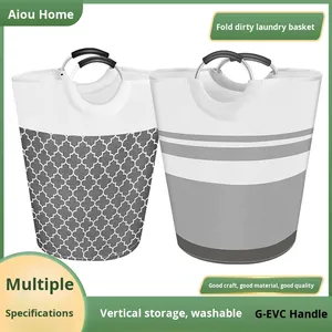 Nhà có thể gập lại vải giặt giỏ công suất lớn nhôm xử lý hiện đại bóng lưu trữ bin cho quần áo bẩn bán buôn - Product Image 2
