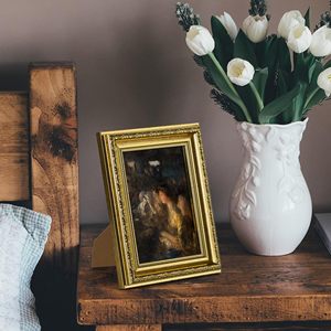 Tường trang trí nội thất Tabletop hiển thị vàng trang trí công phu Vintage 5x7 khung ảnh 5x7 hình ảnh khung với kính thực - Product Image 4