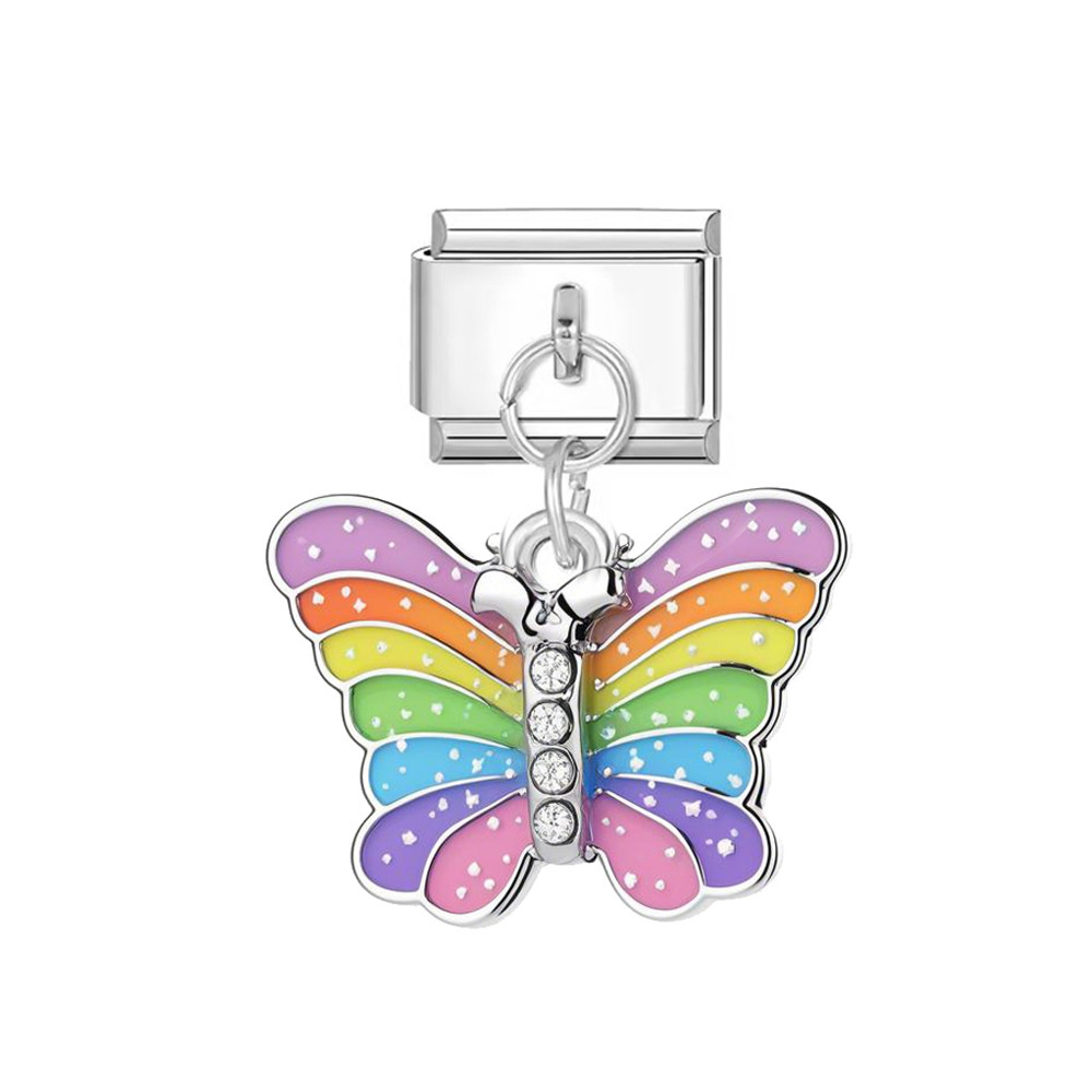 Colorful butterfly-modular silver buckle