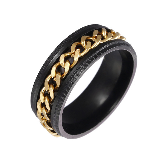 Anillo negro cadena de oro