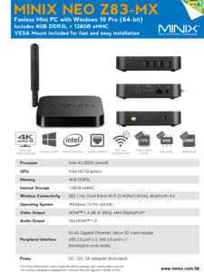 Mini Pc Stick <strong>MINIX</strong> NEO <strong>Z83</strong> MAX Licensed WinS 10 Pro Mini Pc Intel Z8350 Dual Wifi 4GB/128GB Mini Pc windows 11 - Product Image 6