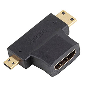 2合1 HDMI至迷你/微型HDMI适配器公头至HDMI母通用T适配器，带镀金连接器 - Product Image 1