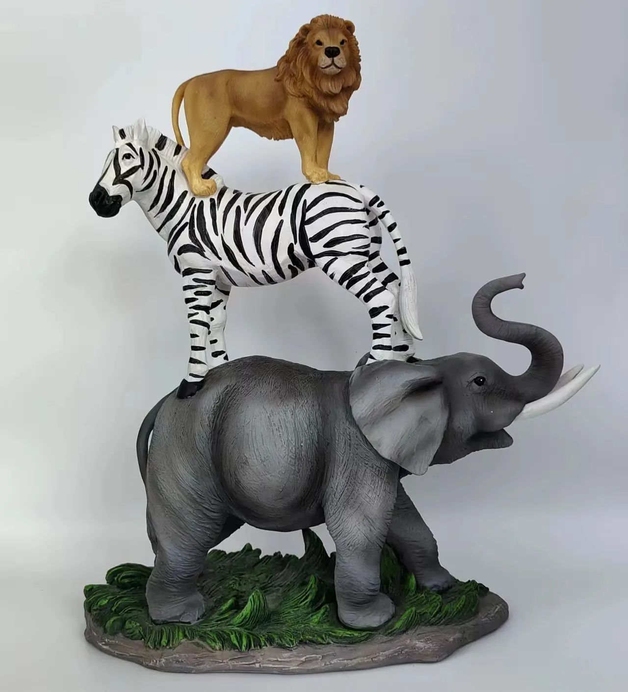Dierentuin Accessoires Hars Sculptuur Multi-Dier Olifant Tijger Zebra Dier Beeldje Voor Decoratie