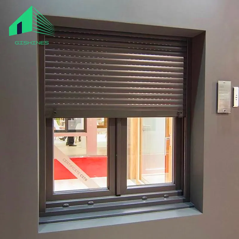Fenêtres à volet roulant aux normes européennes Rouleau de porte manuel isolant Portes en aluminium avec verre de confidentialité pour la transparence