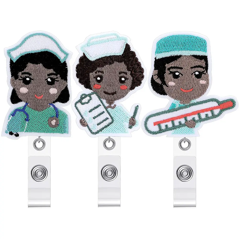 Gaya Baru Cantik Hitam Gadis Dokter & Perawat Gulungan Lencana Ditarik Pemegang Kartu Perawat Pameran Kartu Nama Enfermera