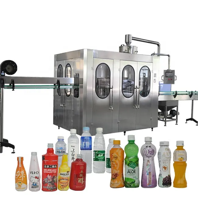 Máquina automática de llenado de bebidas carbonatadas de jugo de agua líquida, línea de producción de embotellado para botellas de mascotas