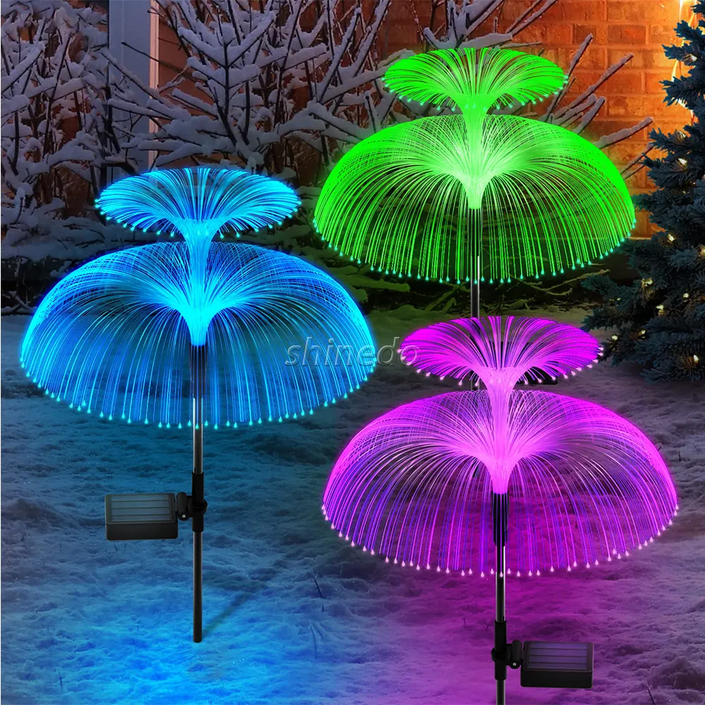 Lampe solaire de jardin à Double tête, double couche Unique de méduses, éclairage de surface plus large utilisé pour l'éclairage décoratif de jardin