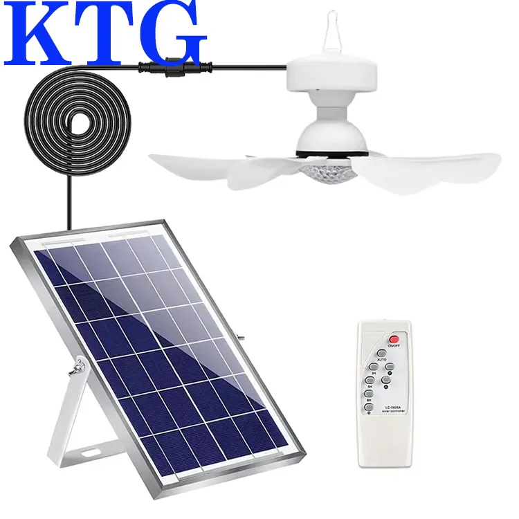 Factory Fan Solar Energy and Light Solar Ceiling Fan with Solar Panel Remote Control Camp Home Outdoor Solar Powered Solar Fan