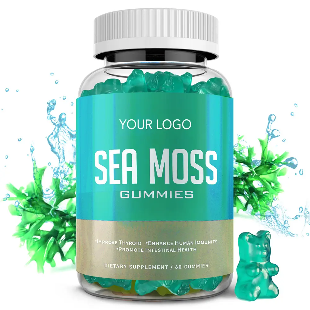 Seamoss Gummies ตะไคร่น้ำไอริช,อาหารเสริมทางการลดน้ำหนักพร้อมรากหญ้าเจ้าชู้และใบมีด