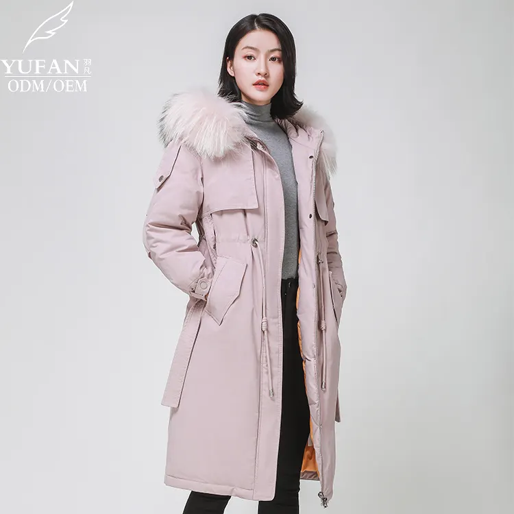YuFan Custom Long Down Jacket Pink Women Clothes Noble Coat Thick Down Jacket Women Long Winter Coat Women Winter Coats
