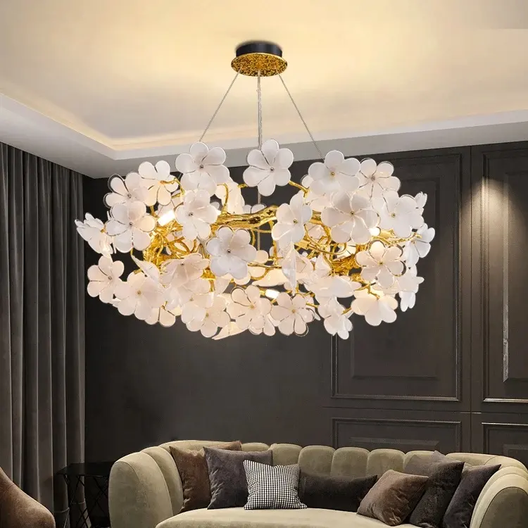 Di alta qualità di lusso contemporaneo luci di fantasia lampadari moderni artistico fiore ramo lampada creativo unico lampadario in vetro