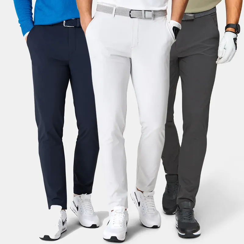 Atacado de Alta Qualidade Cor Sólida Sportswear 85% Nylon 15% Spandex 4-way Malha Slim Fit Stretch Lightweight Golf Pant Calças