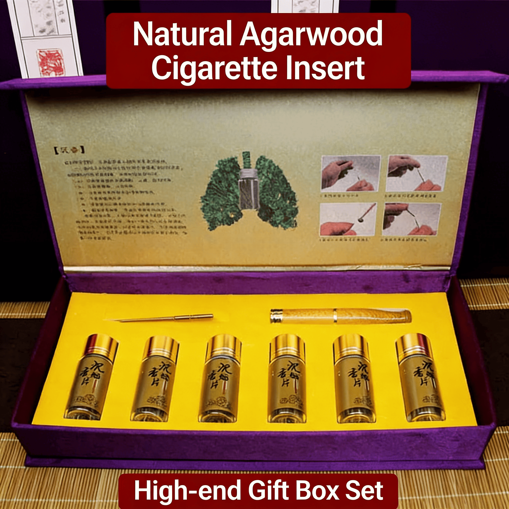 Confezione regalo B6 + porta sigarette + ago in rame/legno di agar
