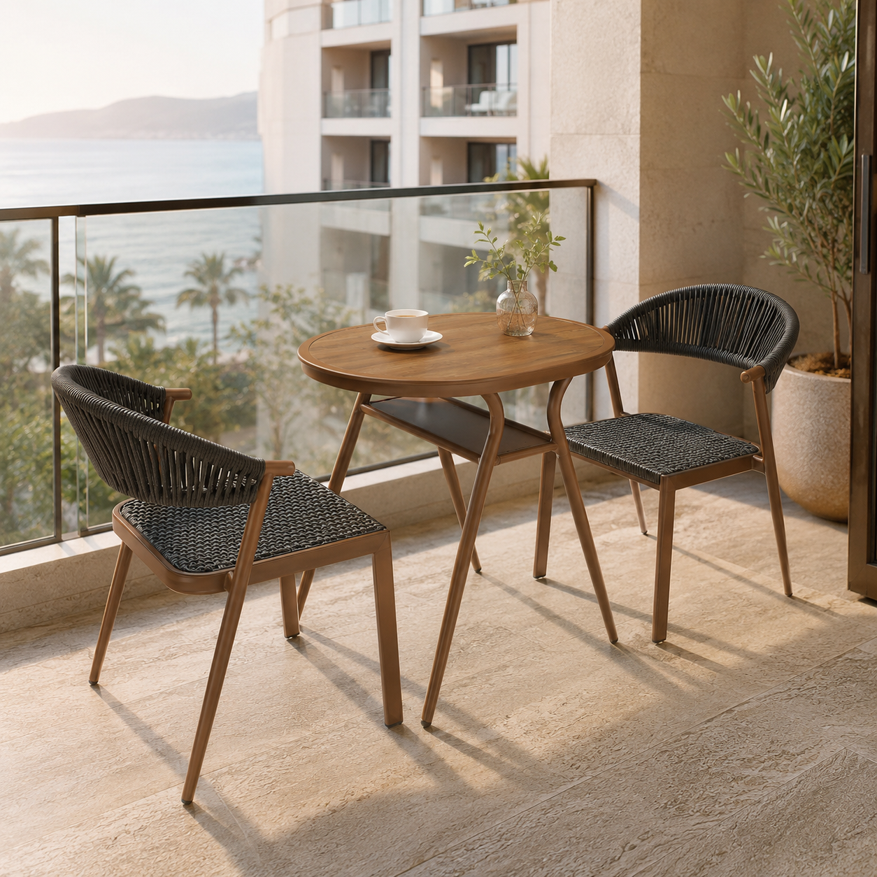 Oval Balcony Table+2 Chair