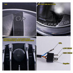 Auto Lighting System Offroad Faro <strong>LED</strong> 4x4 Auto Car 7&quot; H4 <strong>LED</strong> Headlights 60W High Low Beam DRL <strong>LED</strong> 7inch Head Light for Jeep - Product Image 5