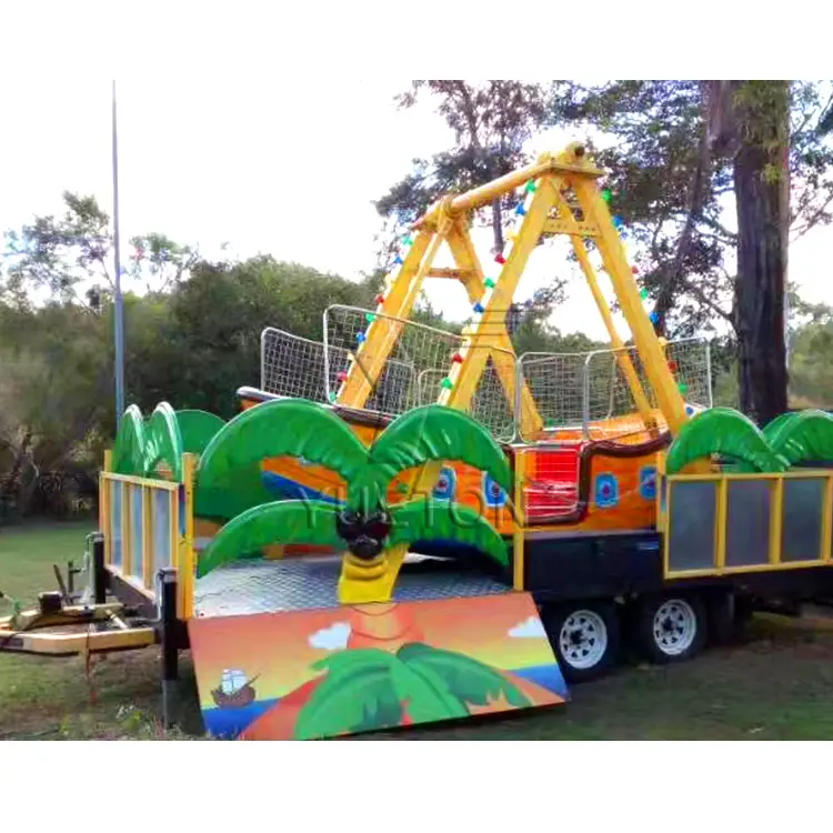 Pronto para enviar Crianças Parque de Diversões Carnaval Trailer Montado Swing Pirate Ship Funfair Mobile Portable Rides Em Stock