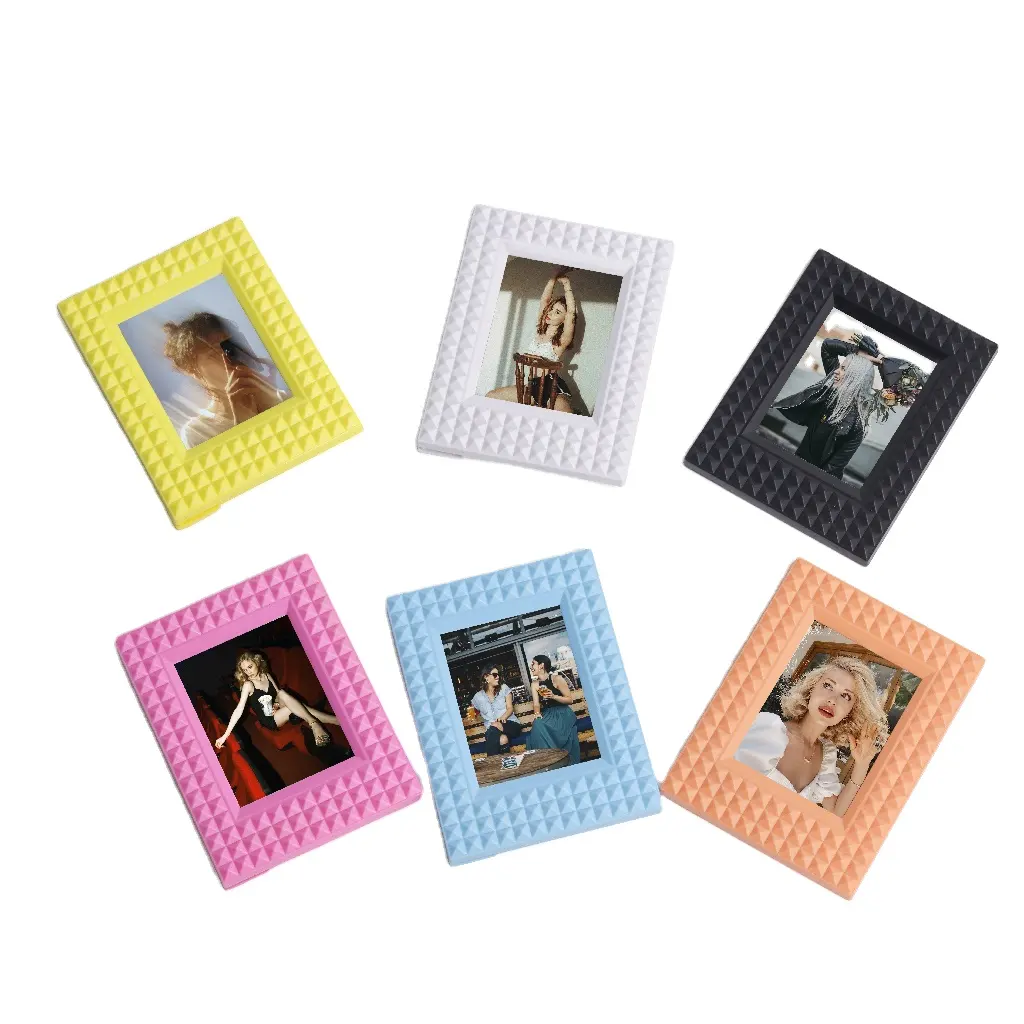 Caiul Modischer 3 Zoll klassischer genieteter Bilderrahmen 2x3 bunter Desktop-ABS-Foto rahmen für Fujifilm Instax Min Frame