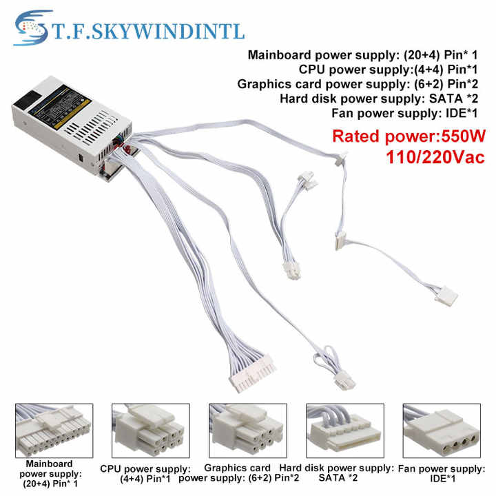 1u Flex Voeding 350W 400W 450W 500W 600W Voor Htpc/1u Rack Case Kleine Computer Mini Pc Voeding