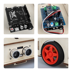 Fabrik 4WD Holz robotik Starter Kit DIY Smart Roboter Auto Kit DIY STEM Bildung Open Source C/C Code Roboter Kit für ArduIDE - Product Image 5