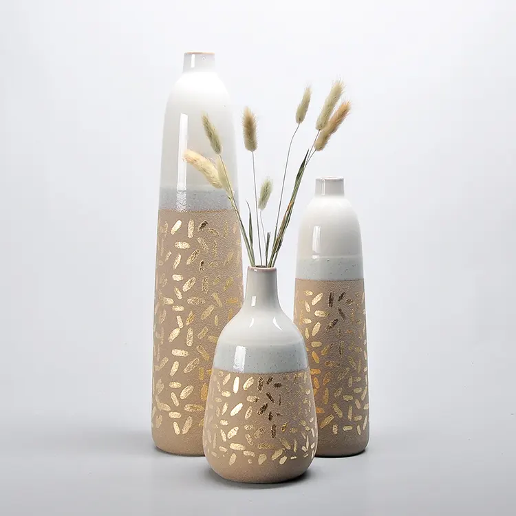 Nordische Innendekoration gesprenkelt Muster schmalen Mund Keramik Blumenvase Home Decoration Artikel