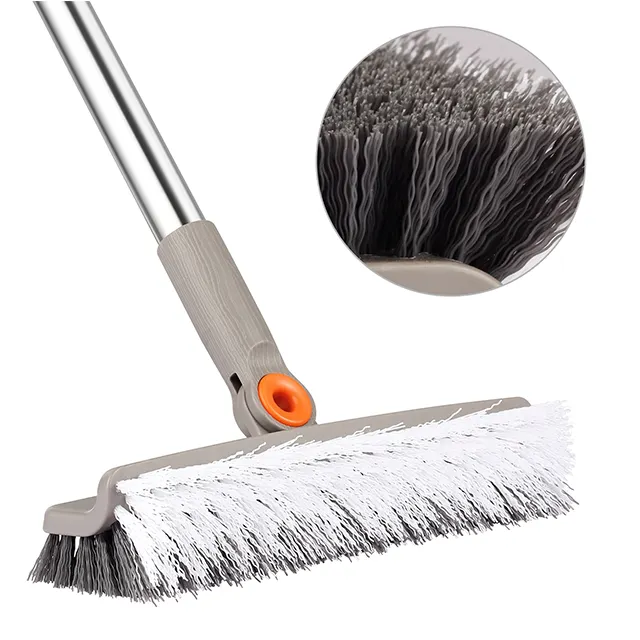 Sert ve yumuşak kıl 3 2 in1 uzun saplı zemini temizleme fırçalayın Scrubber fırça