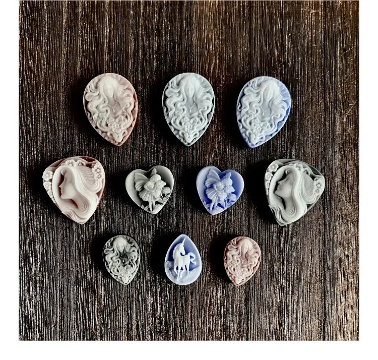 Diseño VIP, camafeos en forma de lágrima de corazón tallados irregulares, tamaño y forma personalizados hechos a mano para la fabricación de joyas