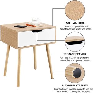 实木腿客厅端侧桌，带储物抽屉木质控制台桌 - Product Image 4