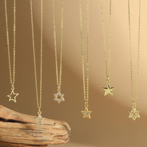 Cross-Border High-Level Design Star Stars Pendant Necklace Cold Style Heart Pattern Clavicle <strong>Chain</strong> Internet <strong>Red</strong> Fashion