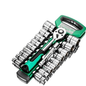 21 PCS 1/2 "72t汽车修理扳手套筒齿轮棘轮扳手套装汽车维修家用组合钻头硬壳最小1套