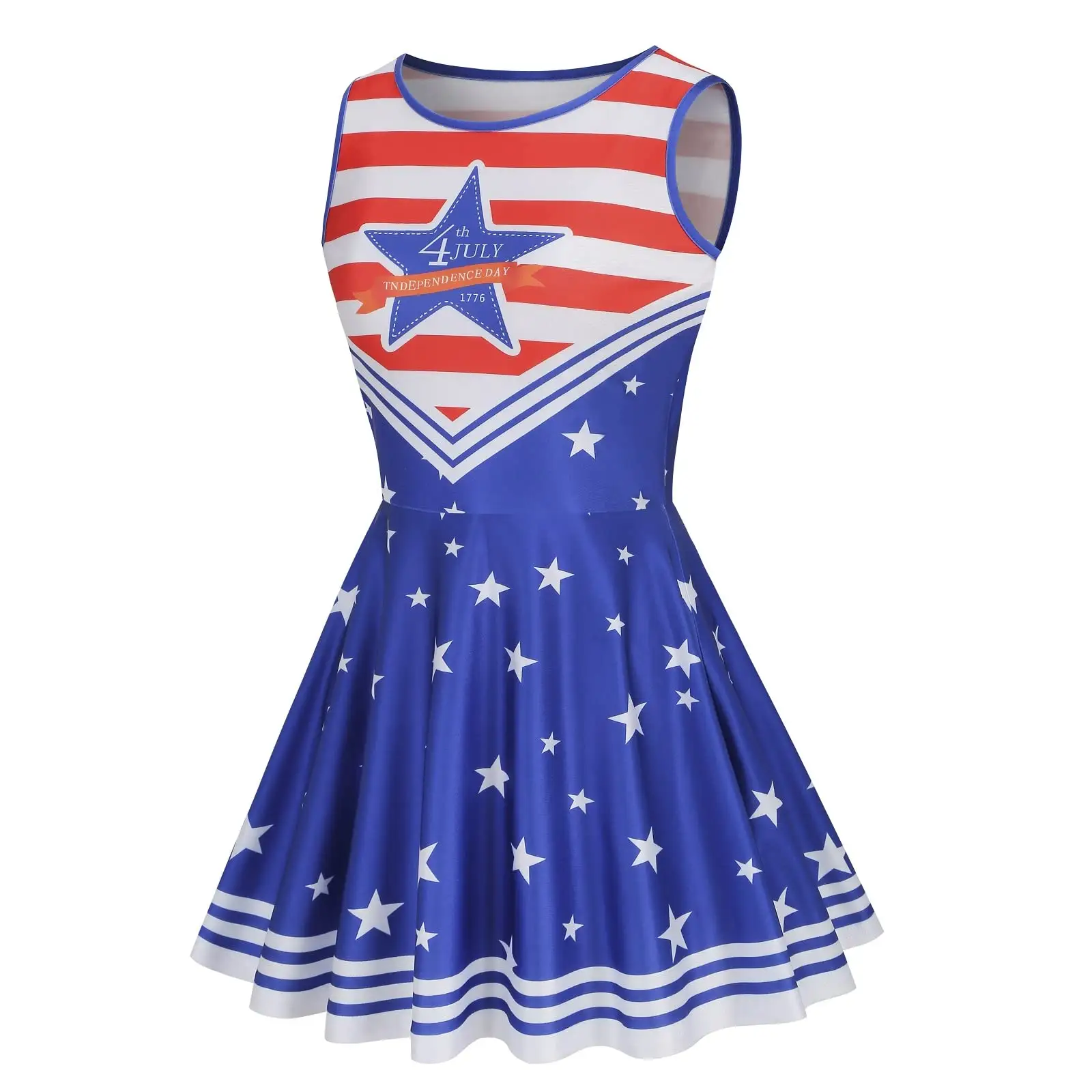 Traje de animadora patriótica colorida para mujer, falda uniforme con pompón, diseño de bandera personalizada, vestidos para animadoras, triangulación de envíos