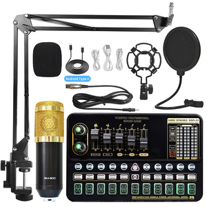 Interfaz de audio profesional Tarjeta de sonido y mezclador con juego de micrófono BM800 para computadora Karaoke Grabación de transmisión en vivo