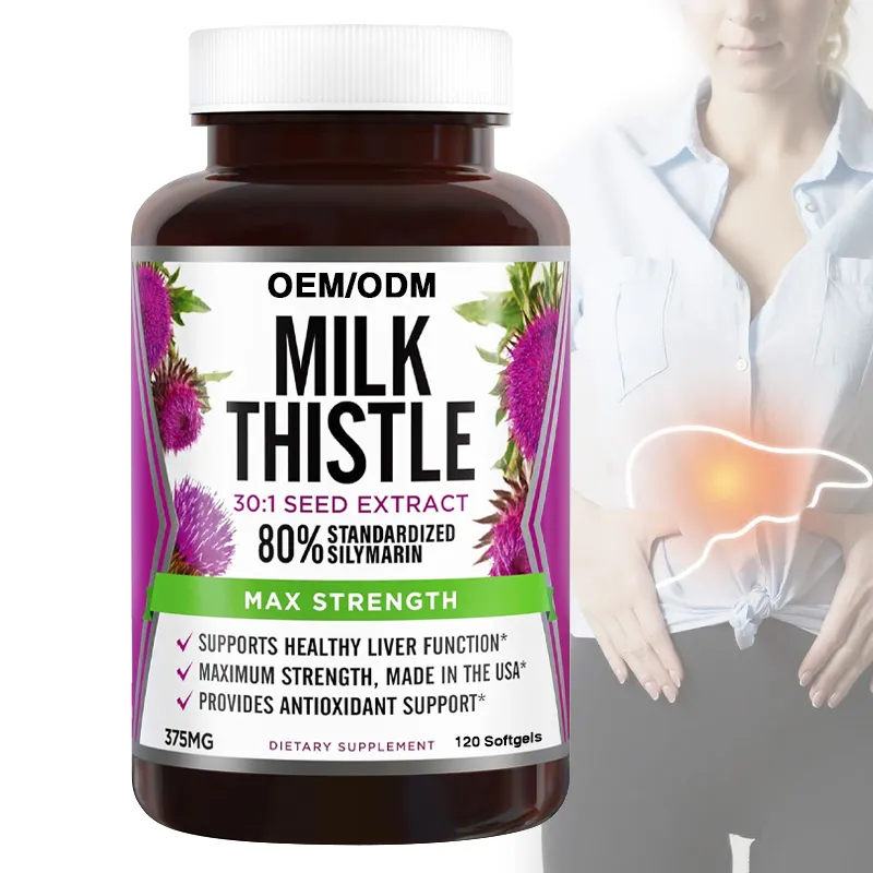Private Label Factory Wholesale Liver Detox & Support Silymarin Milk Thistle Extract Softgels