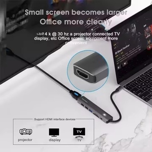 7 in 1 USB tip C Hub ile 4K HDTV RJ45 USB OTG kart okuyucu rj45 Hub Ethernet adaptörü USB C Hub - Product Image 5