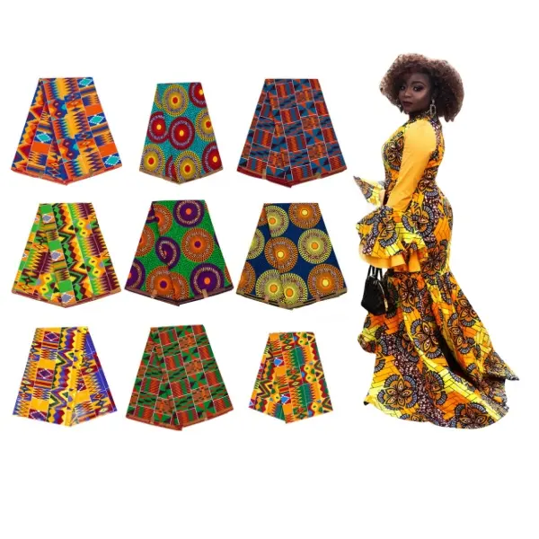 Tissu africain en coton 100% tissé double face Tissu Ankara Textile d'intérieur Tissu ciré