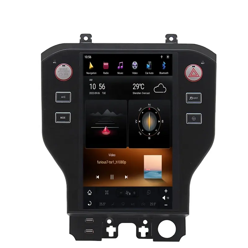 Coche Tesla estilo Android 11 Ford Mustang 2013-2020 Radio de coche GPS navegación jugador Carplay 4G