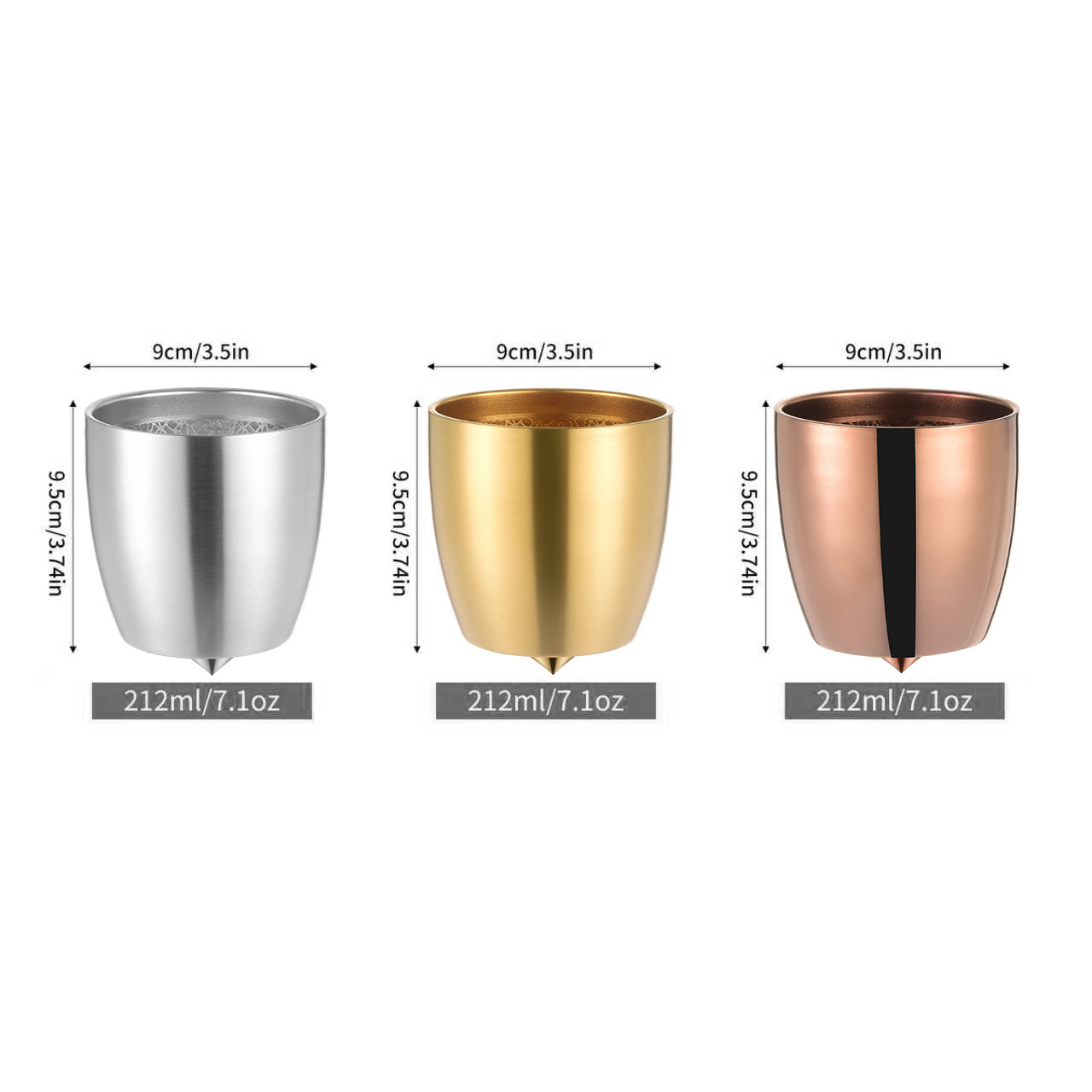 Silver Double-layer gyro cup 210ml