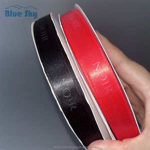 Lazo de cinta satinada impreso personalizado para lazo elástico caja de regalo embalaje papel de regalo de color cinta de satén para bricolaje - Product Image 4