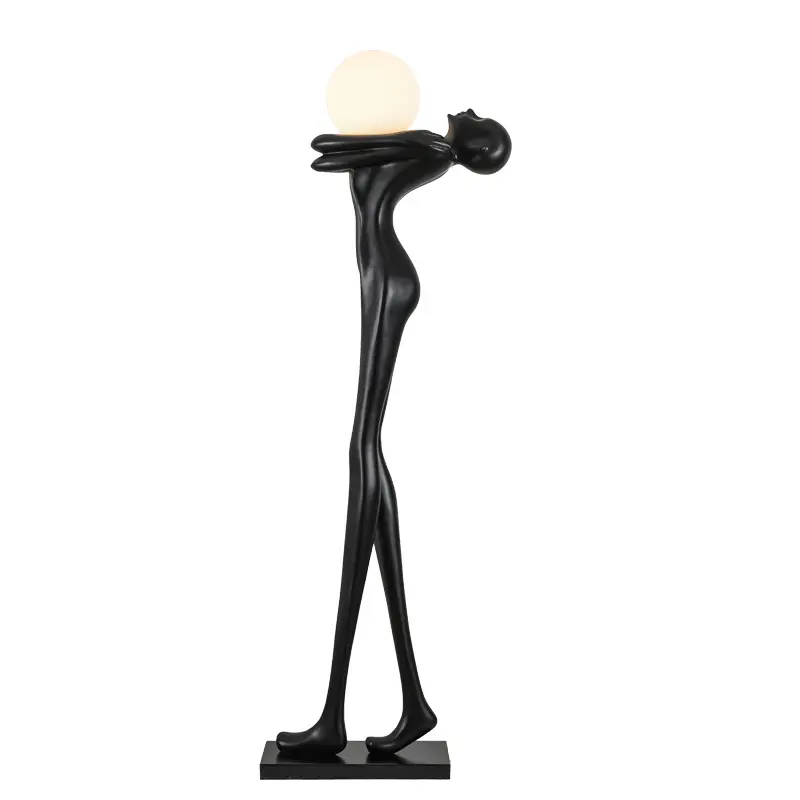 Lampada da terra in resina nuova illuminazione da terra scultura classica americana di alta qualità astratta lampada nordica moderna in vetro a LED nero