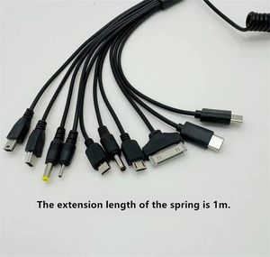 Cargador de Cable Universal Multi Pin Cable Adaptador USB Cable 10 en 1 Multifunción Retráctil Resorte Strech Return Cable USB