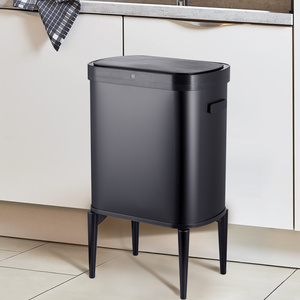 自動センサーゴミ箱黒ステンレス長方形大型ゴミビン35lセンサー付きゴミ箱 - Product Image 1