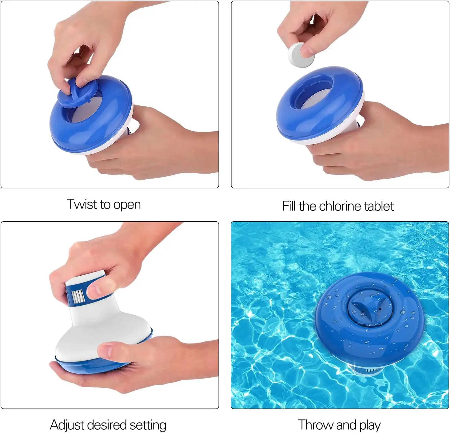 Accesorios DE LIMPIEZA DE PISCINAS Dispensador químico de tabletas de cloro flotante para piscinas de 5 "tabletas de 1/2 para 1".