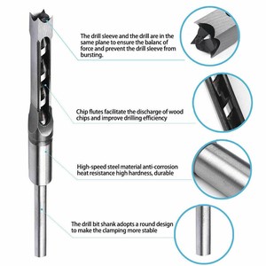 4Pcs Square Hole Auger Drill <strong>Bits</strong> Wood Mortising <strong>Chisel</strong> <strong>Set</strong> Square Hole Drill <strong>Bits</strong> Extended Saw Woodworking Drill Tools