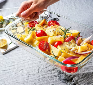 Thiết lập 3 sức đề kháng cực Borosilicate Lò nướng thủy tinh tấm hiện đại 4 kích cỡ bakeware cho nhà bếp ngoài trời cắm trại lò món ăn-hình bầu dục - Product Image 4