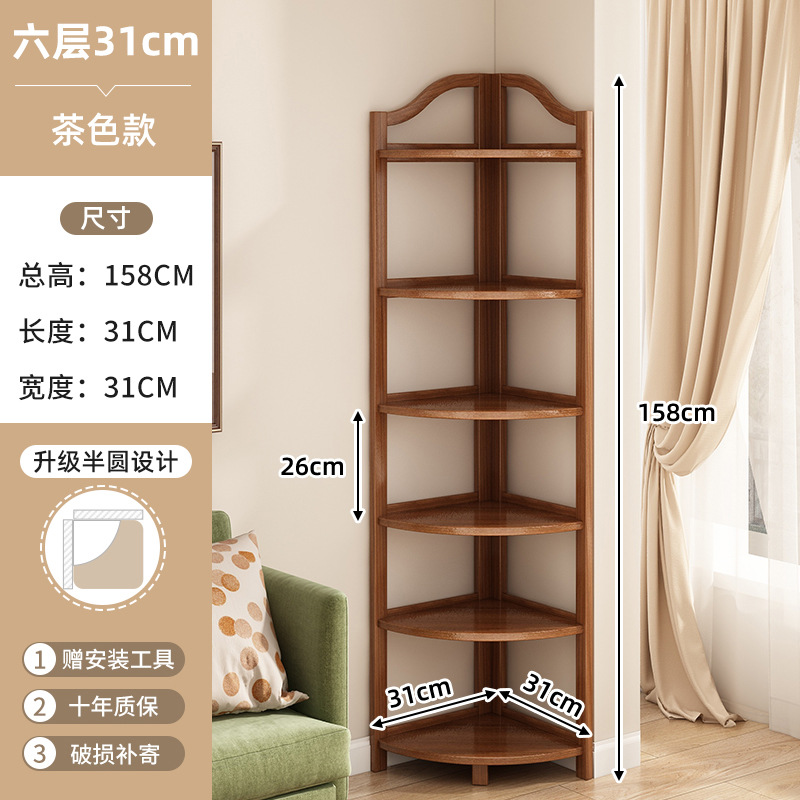 โครงมุมไม้ไผ่บริสุทธิ์สีน้ำตาล 6 ชั้น หนาและเสริมความแข็งแรง