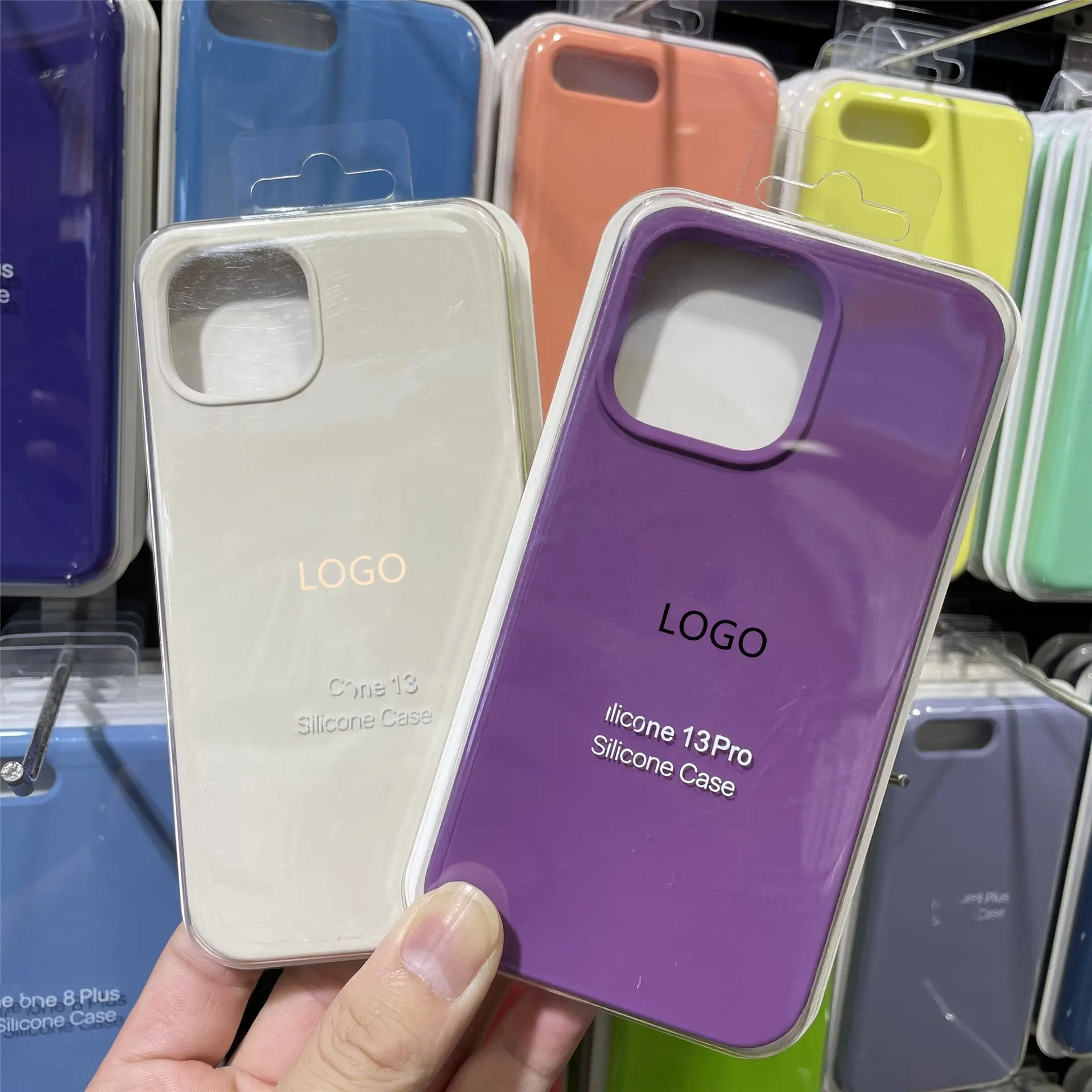 Casing ponsel karet silikon, sarung HP silikon cair tahan guncangan untuk iPhone 13 Pro 12 11 XS max