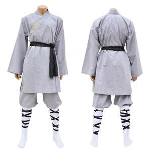Màu Xám/Cam cotton shaolin đồng phục Wushu <span class=keywords><strong>Kung</strong></span> <span class=keywords><strong>Fu</strong></span> quần áo Phật Giáo Áo choàng cho võ thuật đào tạo Tai Chi phù hợp với - Product Image 1
