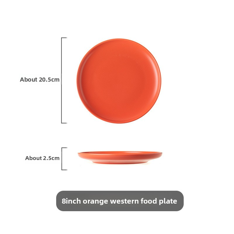 Plateau à pizza rond mat orange de 8 pouces